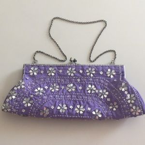 Arden B purple bedazzled clutch